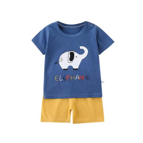 Childrens Short-sleeved Suit 23 Summer New Cotton Two-piece