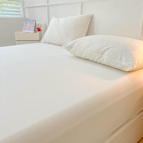 Pure White Bed Cover One Piece Washed Cotton Bed Cover