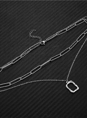 Retro Stainless steel shining paperclip chain hollow rectang