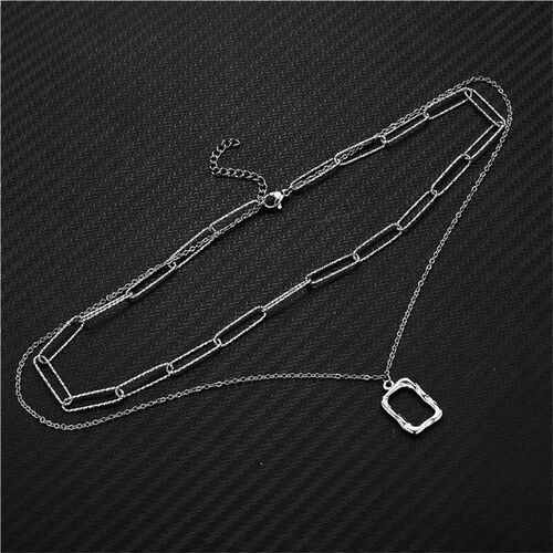 Retro Stainless steel shining paperclip chain hollow rectang