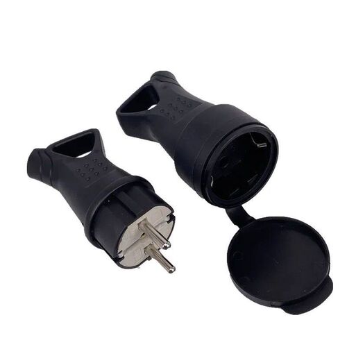 EU Rubber Waterproof Socket Plug Electrial Grounded European