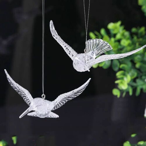 5Pc Crystal Clear Acrylic Bird Christmas Tree Decoration Hom