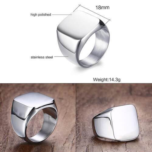 Vnox Retro Initials Signet Ring for Men 18mm Bulky Heavy Sta