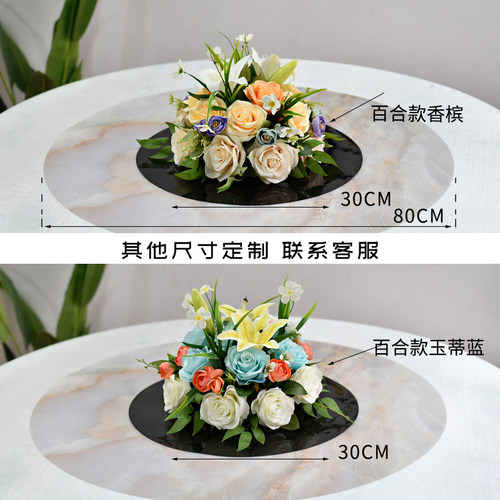 新款酒店桌花摆件百合款圆桌餐桌花摆花饭店桌面中间装饰台花假花
