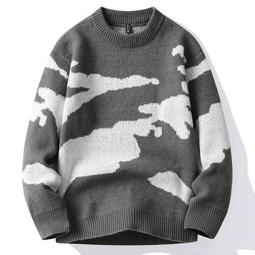 2023 Autumn Men Casual Sweater Cloud Pattern Cute Couple Swe