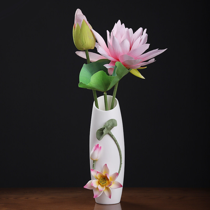 东方泥土 陶瓷手工荷花花瓶摆件 中式家居客厅桌面酒柜装饰工艺品,家居饰品,花瓶,淘宝优惠券,粉丝福利购,淘宝优惠卷