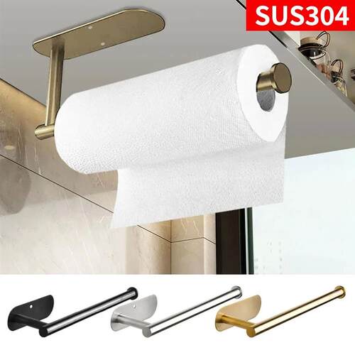 Stainless Steel Toilet Paper Towel Holder Adhesive Kitchen P