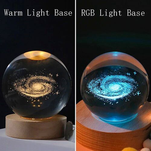 3D Crystal Ball Night Light Lamp Crystal Planet Laser Engrav