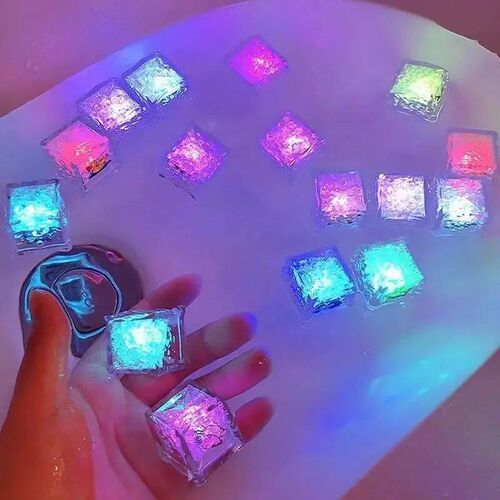6pcs LED Light Up Ice Cubes  Color Waterproof Luminous LED I