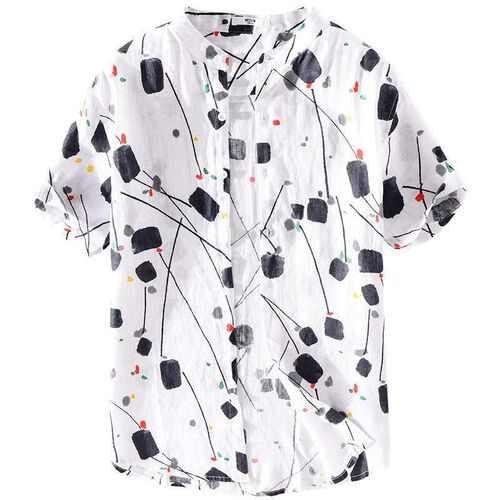 Mens Linen Shirt Fashion Casual Top tendy All-match Youth S