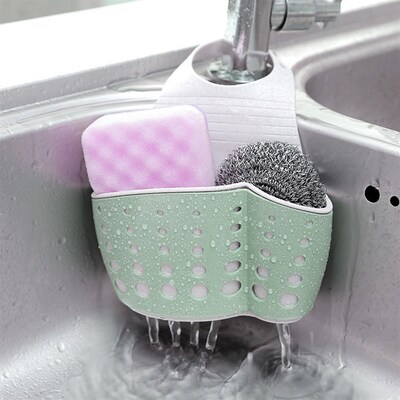 2Layer Adjustable Snap Buckle Sink Storage Hanger Kitchen Sh