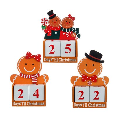 Wooden Advent Calendar - Gingerbread Couple Countdown Decor