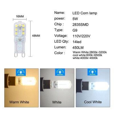 G9 LED Bulbs 220V 110V Dimmable 14/22/32 LEDs SMD 2835 LED