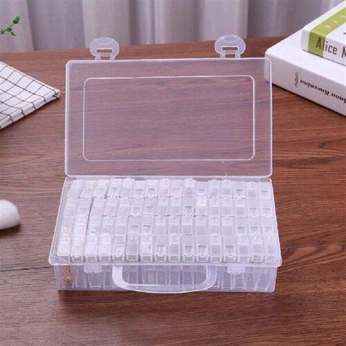 64 Slots Clear Plastic Beads Holder Storage Box for Nail