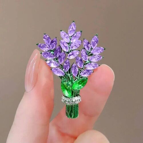 Exquisite Purple Lavender Brooch Womens Brooches Crystal