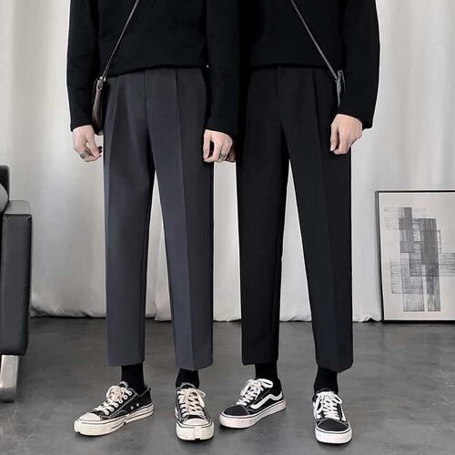 LKTM mens# mens suit pants autumn loose straight elastic w