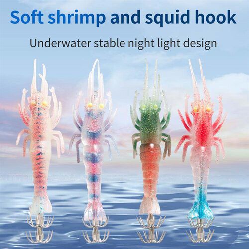 4pcs/lot Soft Shrimp Squid Hook 10g11cm Luminous Fishing Lur