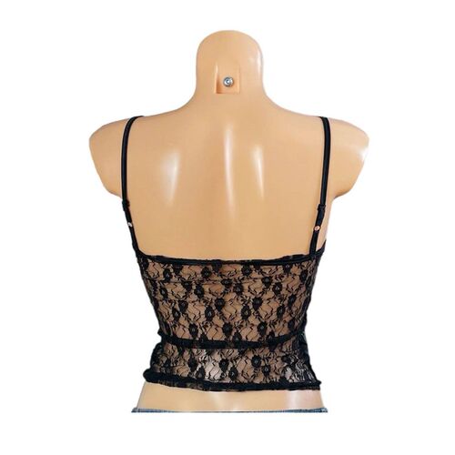 Floral Lace Mesh Sheer Camis 90s Vintage Spaghetti Strap Top