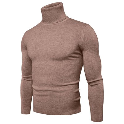 Spring 2024 Turtleneck Sweater Men Warm Knitted Solid Color