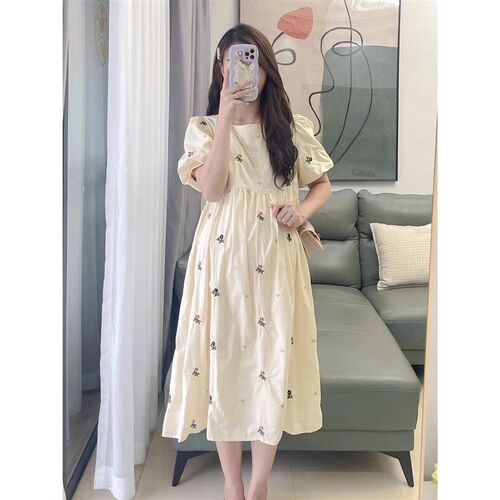 Sweet And Sweet Floral Dress For Pregnant Women. Loose And L