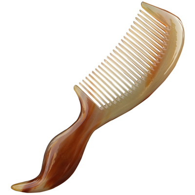 天然白牛角桃心按摩梳子防静电 密齿细齿直发梳 护养发梳 精品角
