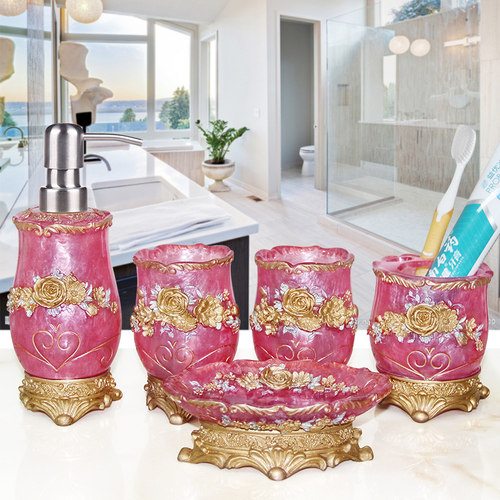 欧宴卫浴五件新婚洗漱用品卫浴装家居浴室洗浴用品