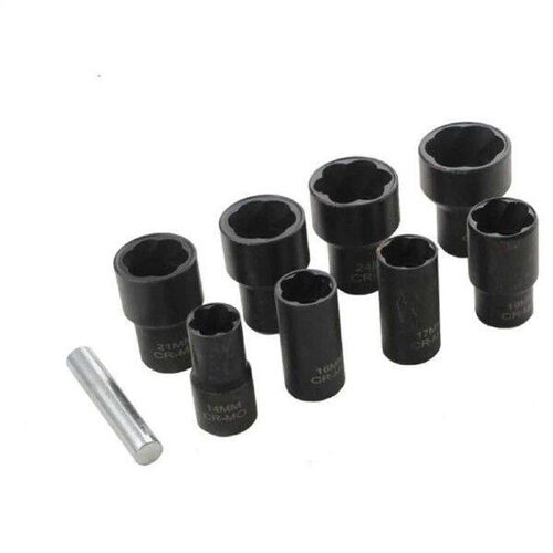 8x Impact Socket Set 1/2 inch Drive Nut Sockets with Case