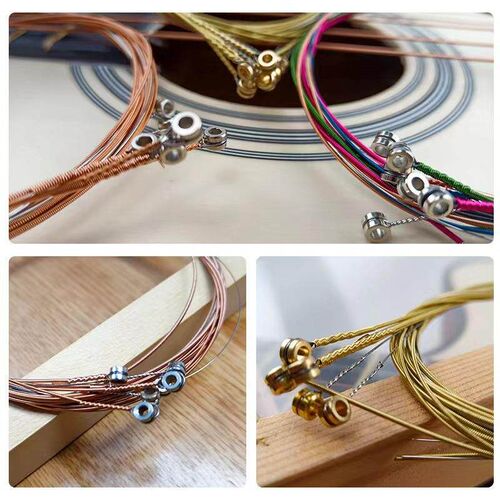 6Pcs/Set Acoustic Guitar Strings Rainbow Colorful Guitar Str