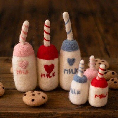 DIY Baby Wool Felt Milk Bottle+Cookies Decorations Newborn