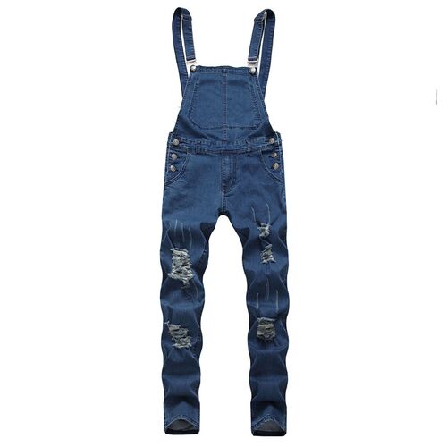 Mens Jeans Overalls Suspender Pants Male Denim Pants Flat La