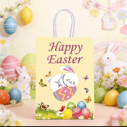 Cross-border Easter gift bag with rabbit and egg print