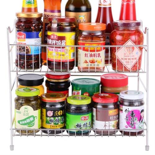 mini stainless steel tabletop  spice rack two layer