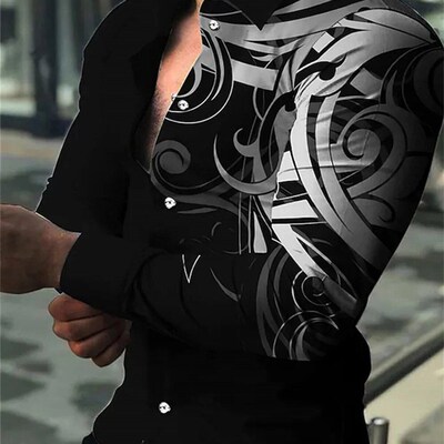 Fashion Luxury Men Shirts Single Breasted Shirt Casual Trian