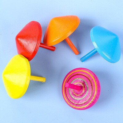 Wooden Mini Gyro Desktop Destress Wooden Toy Rainbow Mini Gy
