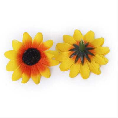 100pcs Lifelike Artificial Plastic Yellow Sunflower Heads Ho