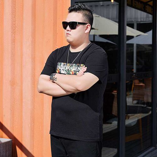 Large Size Mens Summer Thin Short T Plus Size Crewneck Top