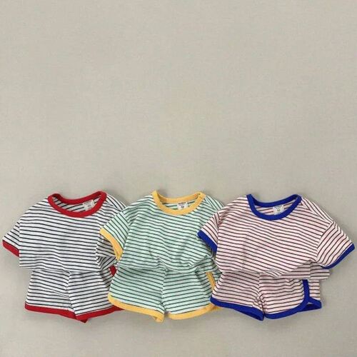 1-6Yrs Baby Girls Summer Striped Clothes Children Causal Cot