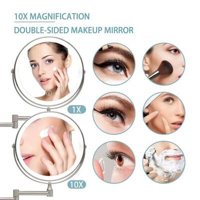 Dressing Mirror Wall Mounted 8 Inch Magnifying 10x Two-sides