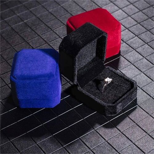 Square Red Engagement Velvet Earring Ring Box Organizer For