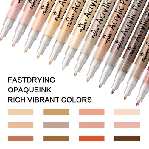 12 Pack Skin Tone Markers, 0.7mm Extra Fine Tip Acrylic Skin