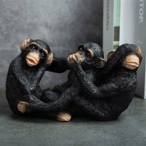 Creative Cute 3-Monkeys Statue Do Not Say Talk See Resin
