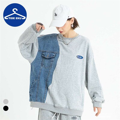TIDEEKU Strict Selection Sweatshirt Coat Mens Denim Stitchi