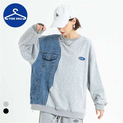 TIDEEKU Strict Selection Sweatshirt Coat Mens Denim Stitchi