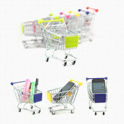 1:48 Mini Supermarket Shopping Trolley Cart Desktop Model Ch