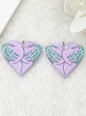 10Pcs Pastel Goth Charms Skull Rose Buttock Creepy Acrylic J