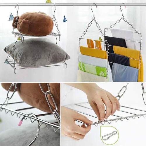 Balcony Folding Shoe Drying Rack Clothes Airer Stainless Ste
