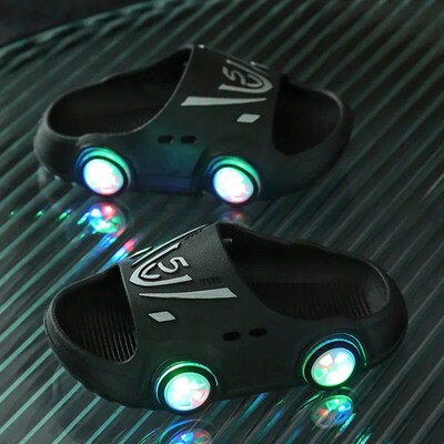 Kids Luminous Slippers Summer Indoor Cartoon Car Girls Shoes