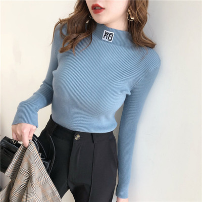 JoinYouth Half Turtleneck Pullovers Solid Appliques 2020 Aut