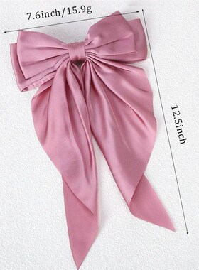 Girls Long Big Bow Float Satin Clips Back Head Hair Clip Int