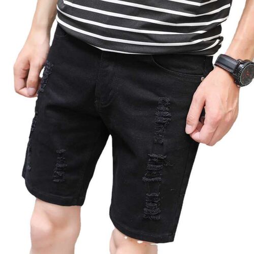 Summer Ripped Jeans Shorts Mens Five-point Pants tendy Bran